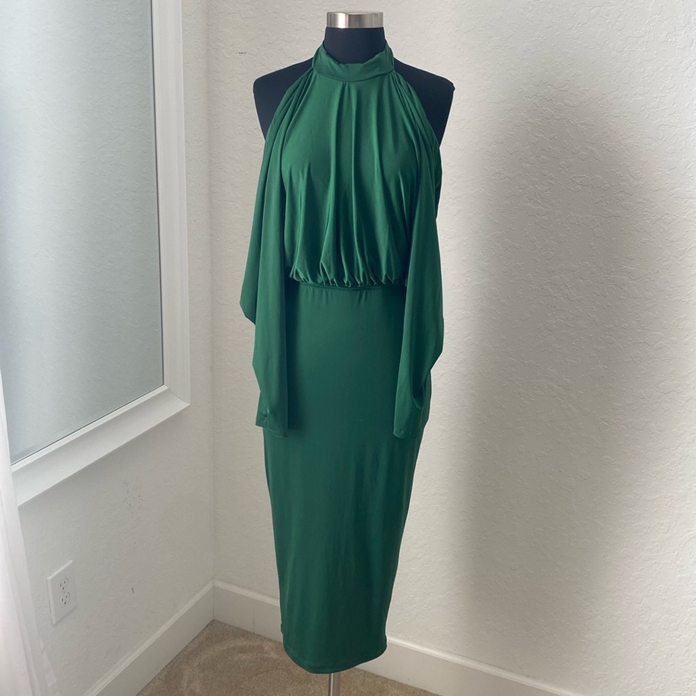 Open back high neck dress